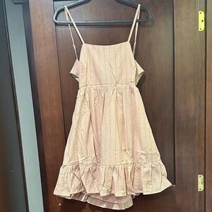 Peach Pinstriped bow back Babydoll Dress NWT